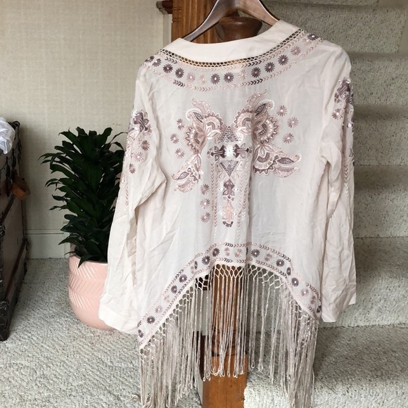 Odd Molly Anthropologie Ticket To Ride Fringe Kimono Duster Jacket - Picture 8 of 13